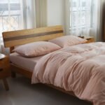 MUJI Japanese-style good washed cotton solid color four-piece set simple cotton bedding fitted sheet 1.5/1.8M - Image 2