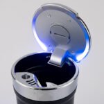 Cross-border car ashtray 4S shop for large car interior decorations with cover and LED blue light electroplating garbage can