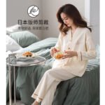 Nanjiren pajamas women's spring, autumn and winter solid color cotton ladies home service cardigan long-sleeved pajama pants trousers suit L - Image 8