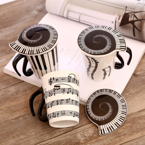 Creative ceramic music cup note mark water cup couple keyboard to cup with lid coffee cup
