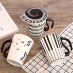 Creative ceramic music cup note mark water cup couple keyboard to cup with lid coffee cup - Image 2