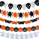 Halloween decoration supplies pull flower ghost festival scene layout pull flag spider bat ghost head pumpkin paper pull flower wholesale