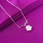 Silver-plated branch cherry blossom necklace Japanese cute sweet simple flower pendant clavicle chain necklace manufacturers wholesale - Image 3