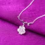 Silver-plated branch cherry blossom necklace Japanese cute sweet simple flower pendant clavicle chain necklace manufacturers wholesale