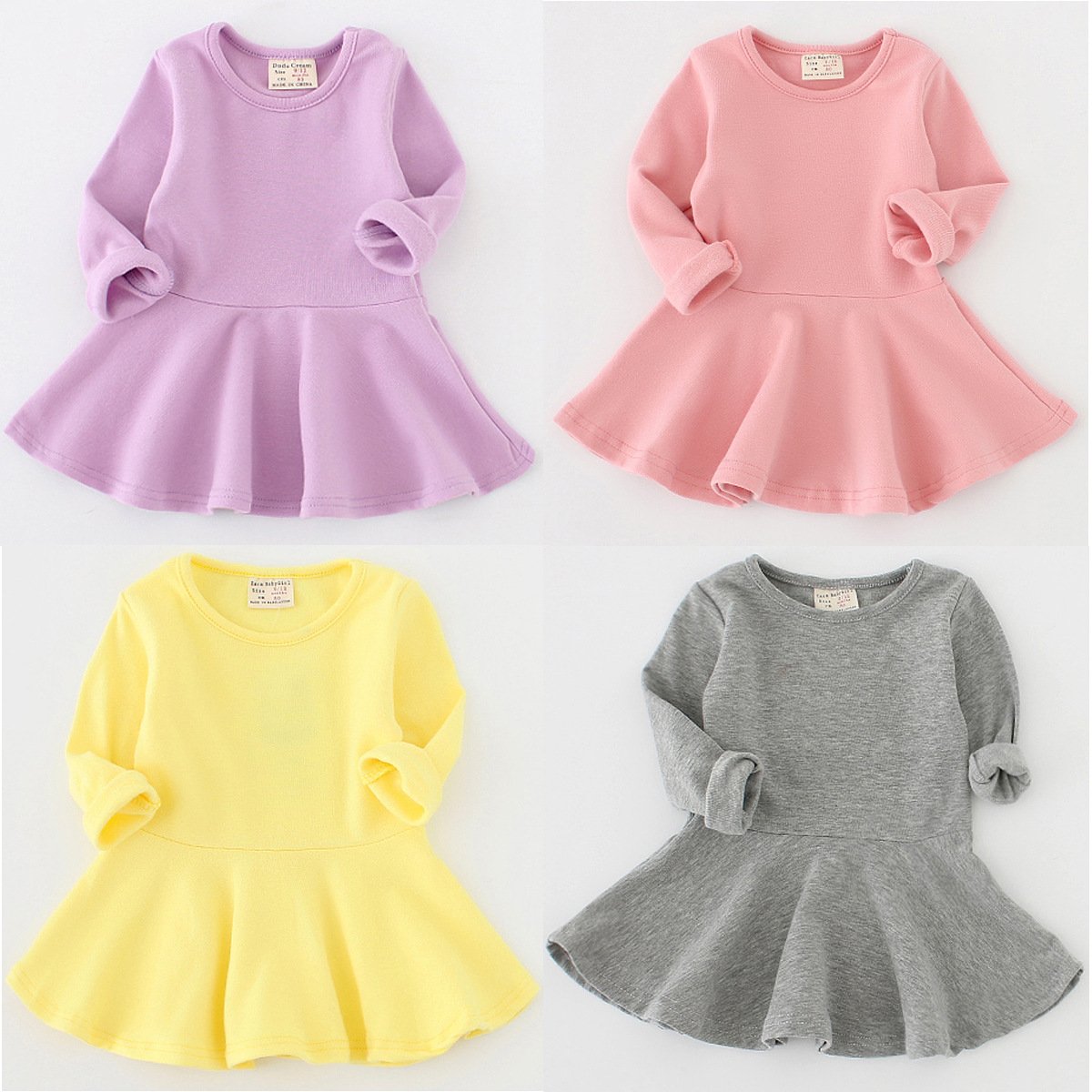 4492374222_79786458.jpg Children's clothing autumn and winter cotton girl's dress ruffled long-sleeved children's skirt 1-4 years old baby skirt wholesale - Image 1