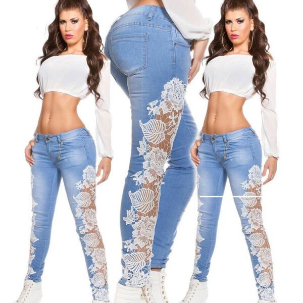 Cross-border new 2022wish AliExpress ebay foreign trade European and American sexy lace hollow lace jeans women