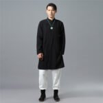 Improved Hanfu men's long cotton linen shirt - Image 4