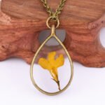 2017 handmade flower making angel's tears drip dried flower necklace natural four-leaf clover resin dried flower necklace - Image 8
