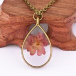 2017 handmade flower making angel's tears drip dried flower necklace natural four-leaf clover resin dried flower necklace - Image 7