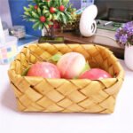Hand-woven Wood Chip Weaving Storage Basket Kitchen Grocery Bread Basket Fruit Vegetable Picnic Storage Basket - Image 3