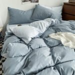 Sleeping treasure (SOMERELLE) four-piece washed cotton solid color bedding set quilt cover sheet pillowcase 1.5/1.8m bed - Image 2