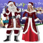 Plus size European and American Christmas costumes adult men and women Santa Claus Christmas dress Christmas couple costumes
