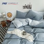 Sleeping treasure (SOMERELLE) four-piece washed cotton solid color bedding set quilt cover sheet pillowcase 1.5/1.8m bed