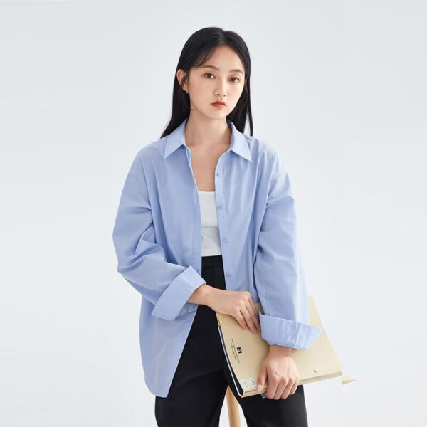 INMAN spring and autumn clothes simple and thin pointed collar loose meat cover good for classic Japanese retro long-sleeved shirt shirt female 18139283