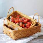Japanese-style hand-woven wood chip basket storage basket home daily necessities storage basket portable bread basket fruit basket - Image 2