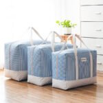 Youfen quilt storage bag clothes quilt thickened cotton linen finishing storage bag moving packing bag large 72L blue vertical - Image 8