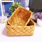 Hand-woven Wood Chip Weaving Storage Basket Kitchen Grocery Bread Basket Fruit Vegetable Picnic Storage Basket