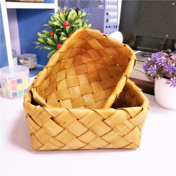 Hand-woven Wood Chip Weaving Storage Basket Kitchen Grocery Bread Basket Fruit Vegetable Picnic Storage Basket