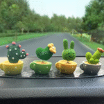 Cute shaking his head spring car ornaments animal cactus small potted resin ornaments cake baking decorations