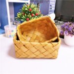 Hand-woven Wood Chip Weaving Storage Basket Kitchen Grocery Bread Basket Fruit Vegetable Picnic Storage Basket - Image 2