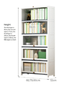 Modern minimalist glass door bookcase dustproof display cabinet floor rack living room study office bookshelf - Image 4