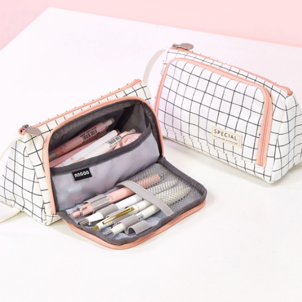 Korean large-capacity canvas pencil bag simple girl high-value net red pencil case stationery box female high school student stationery bag 2022 new junior high school student Japanese pencil bag primary school student male ins