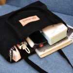 Doco home products canvas bag female ins handbag simple large capacity shoulder bag art fashion canvas bag Japanese environmental protection shopping storage bag female college student black - Image 6