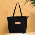 Doco home products canvas bag female ins handbag simple large capacity shoulder bag art fashion canvas bag Japanese environmental protection shopping storage bag female college student black - Image 3