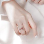Ji Yi'an Jian 925 Silver Cute and Exquisite Cat Strawberry Crystal Open Ring Japanese Sweet Style Niche Design Simple Crystal Ring for Girlfriend Birthday Gift Valentine's Day Gift - Image 6