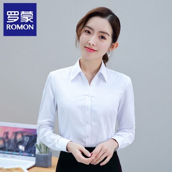 Romon shirt women's long-sleeved spring and autumn women's formal suit temperament bank work clothes work professional decoration shirt