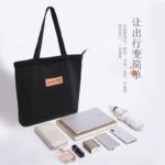Doco home products canvas bag female ins handbag simple large capacity shoulder bag art fashion canvas bag Japanese environmental protection shopping storage bag female college student black - Image 5