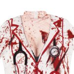 ebay hot sale amazon wish women's clothing Europe and the United States halloween nurse zombie round neck slim long sleeve dress - Image 3