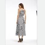AliExpress ebay black and white geometric print loose dress suspenders large swing skirt European beauty spring and summer - Image 5