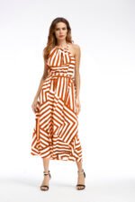 AliExpress ebay black and white geometric print loose dress suspenders large swing skirt European beauty spring and summer - Image 7