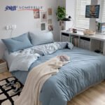 Sleeping treasure (SOMERELLE) four-piece washed cotton solid color bedding set quilt cover sheet pillowcase 1.5/1.8m bed - Image 9