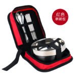 Qifeng Creative Travel Portable Stainless Steel Tableware Spoon Set Retro Tableware Family Tableware Japanese Rice Bowl Bag - Image 7