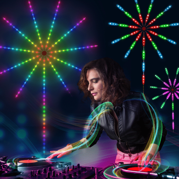 Cross-border factory KESHU Christmas decoration led music running water marquee explosion lights with full color fireworks lights