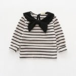 Spring children's clothing new long-sleeved girls t-shirt cotton striped top girl baby bow bottoming shirt - Image 4