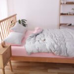 Tianzhu cotton quilt cover four-piece set of pure cotton quilt cover solid-color bed linen bedding Japanese-style washed cotton without printing - Image 6