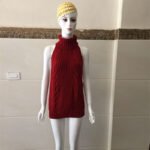 Japanese women's sweater spring new sexy Japanese mid-length halter sleeveless lace-up sweater dress seven three - Image 6