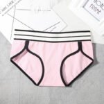 Cotton underwear women's cotton mid-waist sports European and American girls striped wide-brimmed briefs - Image 4