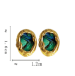 Self-designed copper-plated real gold S925 silver needle geometric oval earrings women's irregular earrings shell earrings T102 - Image 5