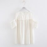 2018 summer new small fresh solid color shirt female wood ear trumpet sleeve pullover loose strapless cotton linen shirt