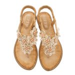 2022 summer new bohemian style handmade flower round toe thong sandals women's fashion all-match trend sandals - Image 5