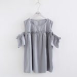 2018 summer new small fresh solid color shirt female wood ear trumpet sleeve pullover loose strapless cotton linen shirt - Image 3