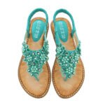 2022 summer new bohemian style handmade flower round toe thong sandals women's fashion all-match trend sandals - Image 7
