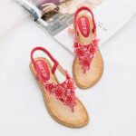 2022 summer new bohemian style handmade flower round toe thong sandals women's fashion all-match trend sandals - Image 3