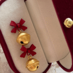 Christmas gift bell red earrings bow girl heart ins wild S925 silver earrings simple earrings