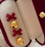Christmas gift bell red earrings bow girl heart ins wild S925 silver earrings simple earrings