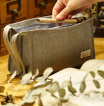 ins Japanese solid color zipper canvas dirt-resistant pencil case - Image 2